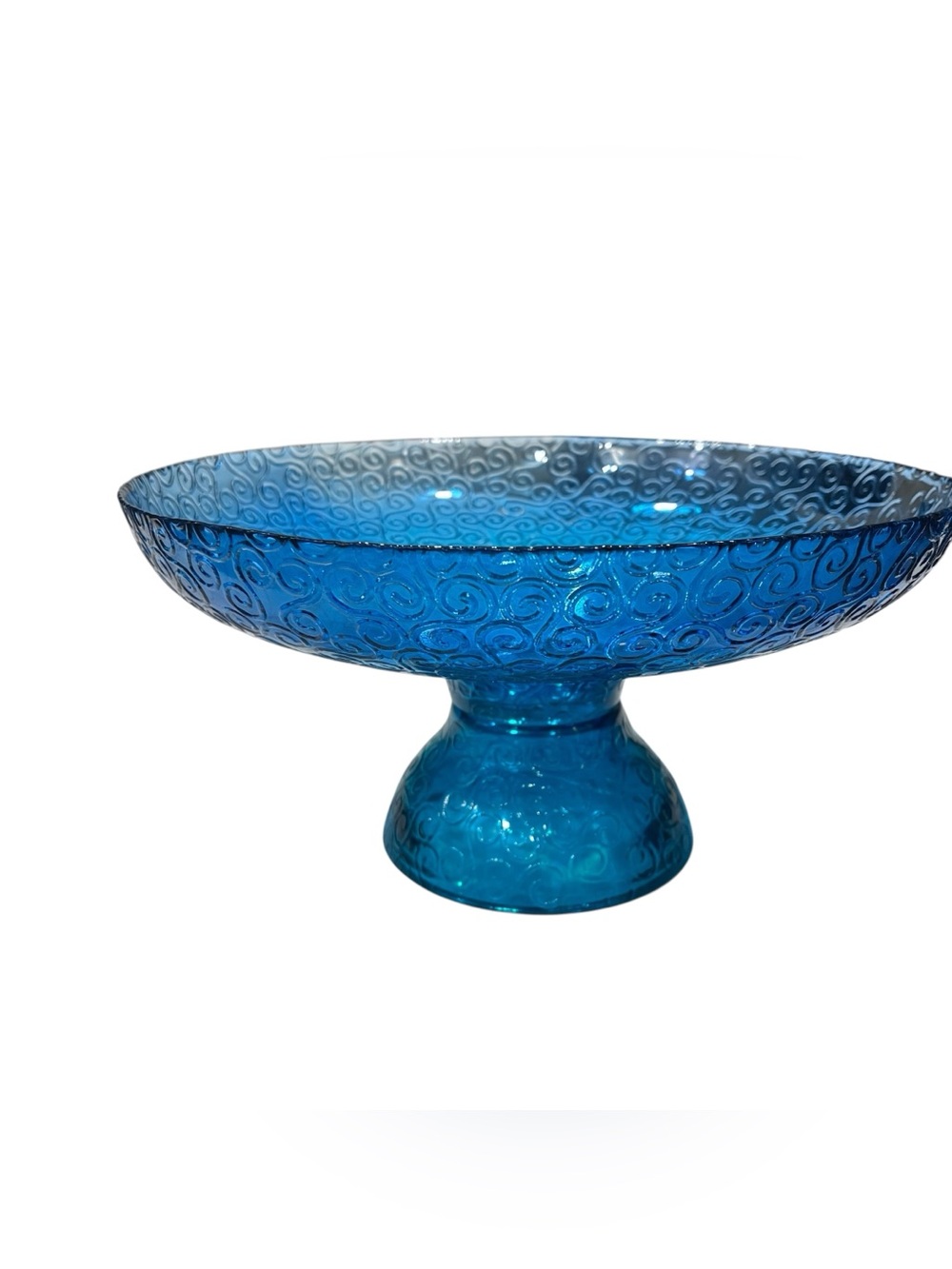 Blue/Green Glass Pedestal Bowl - Decorative Home Art made in Spain - Picture 2 of 12
